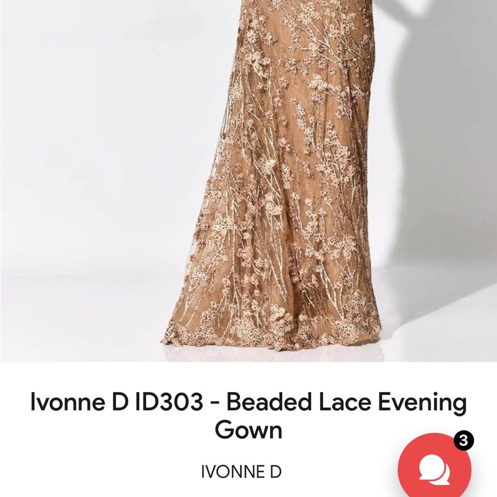 Strapless Embroidered Evening Dress in Taupe - Picture 4 of 4